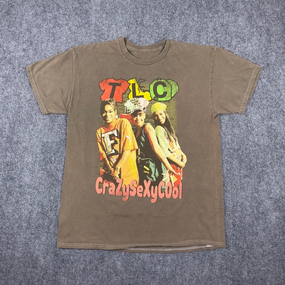 TLC Retro T-Shirt Mens Large Brown CrazySexyCool Graphic R&B Band Tee